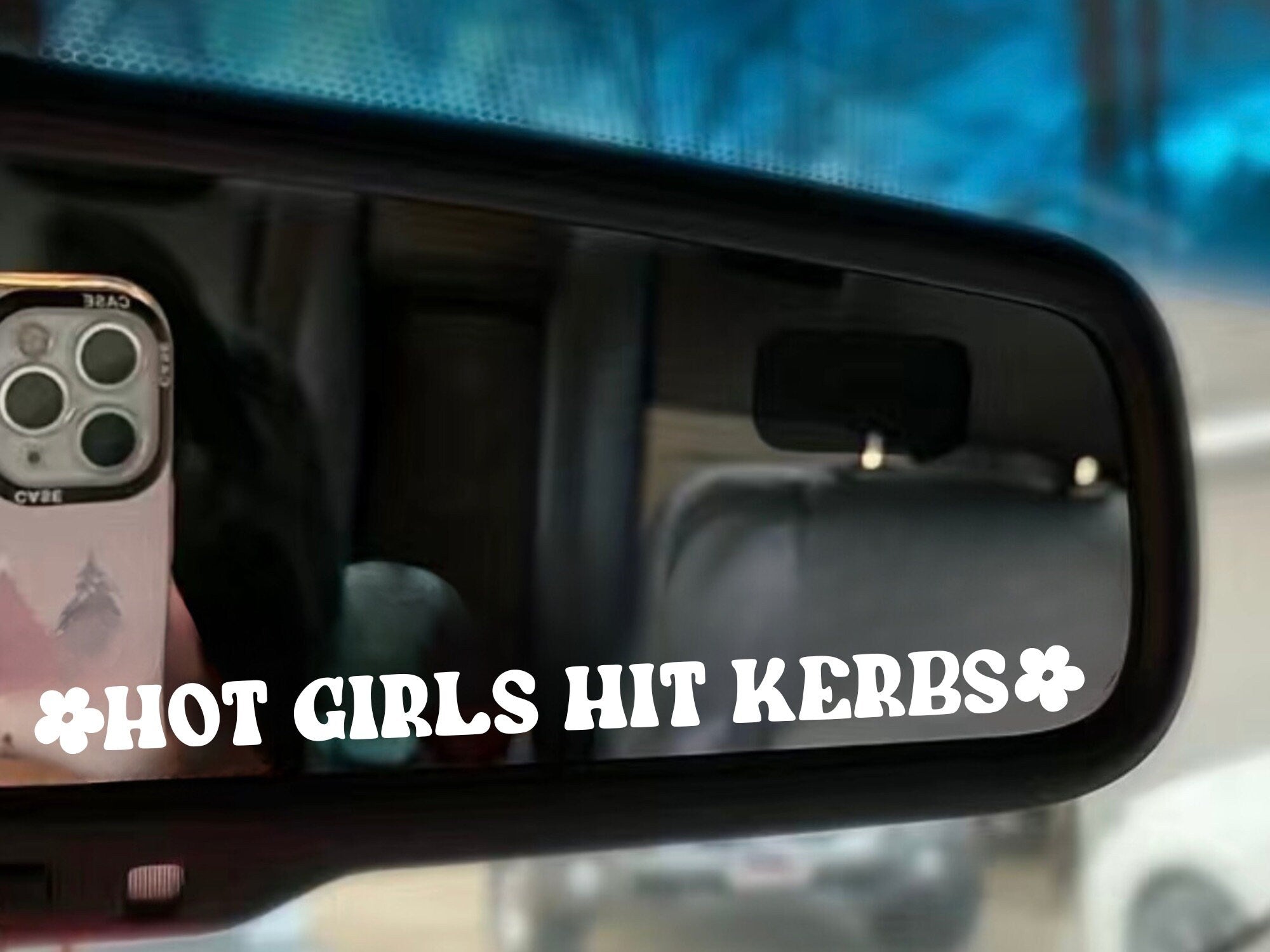 Hot girl hit curbs | Car Mirror Decal | Rearview Mirror Decal | Vinyl Decal | Mirror Decal | Mirror Sticker | Funny Car Sticker | Cute Decal